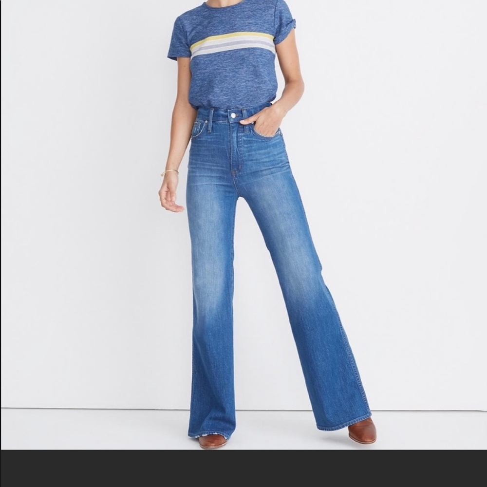 MADEWELL HIGH RISE FLARE JEANS IN MOSSBROOK WASH